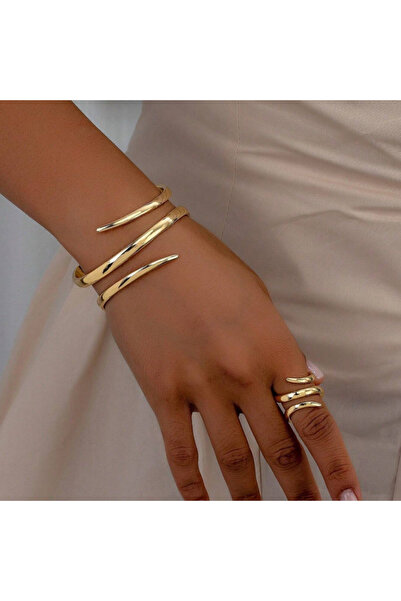 Choice سوار وخاتم أنيقان من قطعتين بتصميم هندسي متعدد الطبقات من اللؤلؤ الصنا...