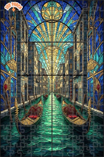 Teona Ahşap لغز خشبي بإطار مزدوج الطبقات لفن الزجاج الملون في قنوات البندقية ...