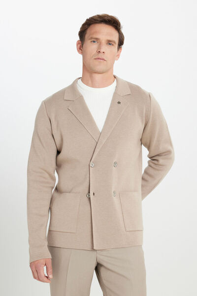 ALTINYILDIZ CLASSICS Jachetă tricotată pentru bărbați, din bumbac de nurcă, c...