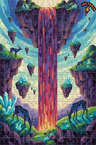 Teona Ahşap ألغاز خشبية ملونة على شكل جزر طائرة وشلالات ملونة بإطار مزدوج الط...