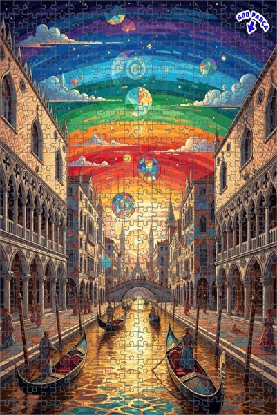 Teona Ahşap لغز خشبي بإطار مزدوج الطبقات من فينيسيا رينبو آرت 600 قطعة 50x35