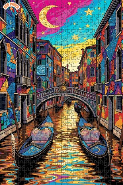 Teona Ahşap لغز خشبي فني تجريدي ملون لقنوات البندقية، لغز خشبي بإطار مزدوج ال...