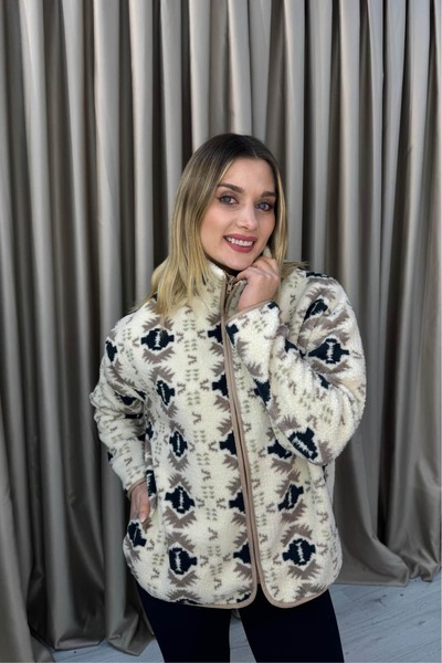 VeniLife Hanorac cu fermoar cu model etnic tricou