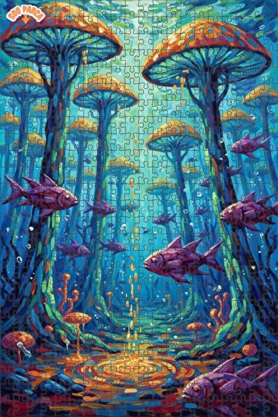 Teona Ahşap لغز خشبي مؤطر بطبقتين من غابة الفطر الغامضة تحت البحر 500 قطعة 50x30