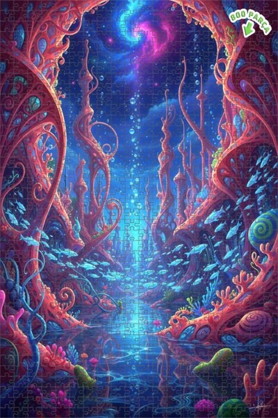 Teona Ahşap لغز خشبي مؤطر بطبقتين بمظهر لوحة زيتية لملكة الغواصات السحرية 800...