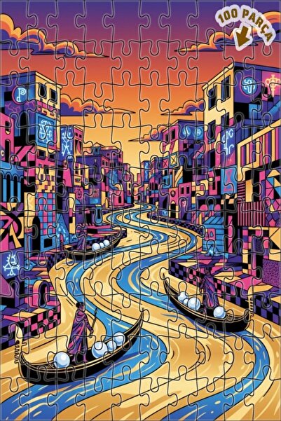 Teona Ahşap لغز خشبي بإطار مزدوج الطبقات من فن الجندول البندقية 100 قطعة 25x25