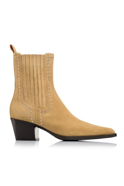 Musette - Ghete de damă, ALISON A279, piele întoarsă, bej, 39 EU