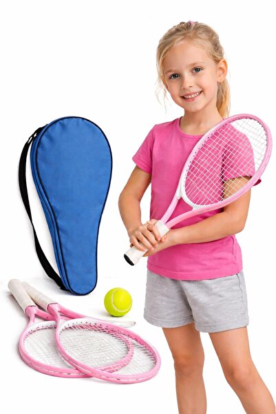 Leyaton Çocuk Tenis Raketi Seti 21 Inç 2 Raket 1 Top Çantalı Set Pembe