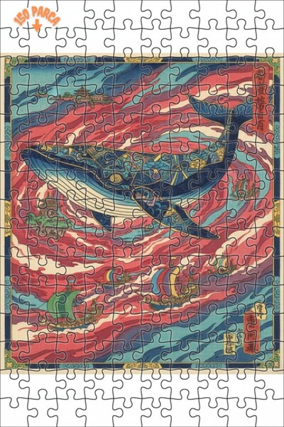 Teona Ahşap لغز خشبي بإطار من طابقين من الفن الحديث لرحلة الحوت 150 قطعة 20x30