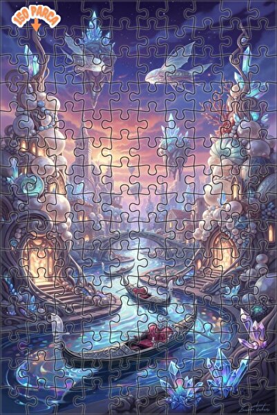 Teona Ahşap لغز خشبي رائع على شكل مدينة كريستالية مزدوجة الطوابق بإطار خشبي 1...