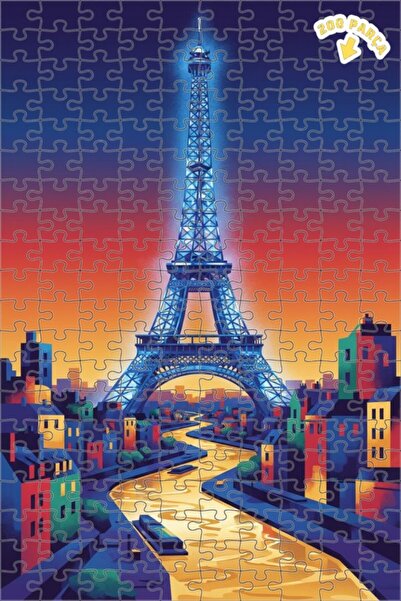 Teona Ahşap برج إيفل في باريس، منظر مائي، فن حديث، لغز خشبي بإطار مزدوج الطبق...