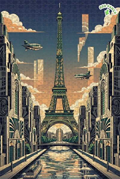Teona Ahşap لوحة فنية بتصميم برج إيفل باريس على طراز الآرت ديكو، لوحة زيتية ب...