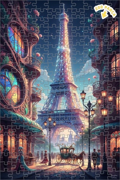 Teona Ahşap لغز خشبي بإطار مزدوج الطبقات بمظهر الألوان المائية لبريق باريس 20...