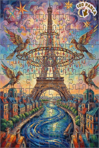 Teona Ahşap لوحة فنية تصور طيور باريس بمظهر اللوحات الزيتية، لغز خشبي بإطار م...