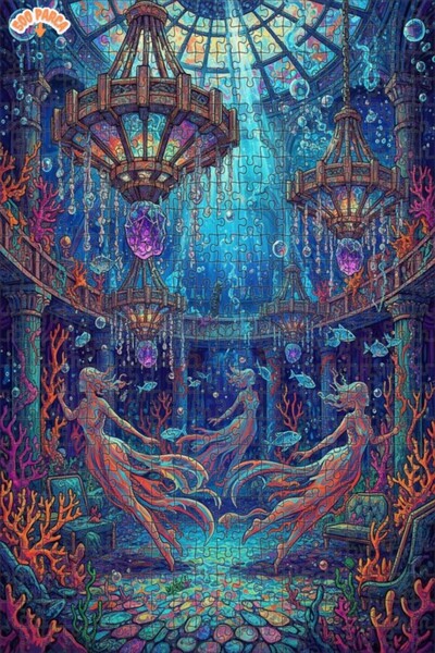 Teona Ahşap لغز خشبي مؤطر ذو طابقين بتصميم قصر البحر السحري بمظهر الألوان الم...