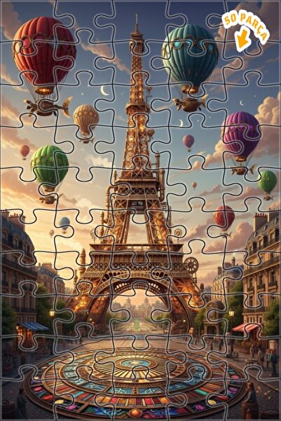 Teona Ahşap لغز خشبي على شكل بالونات باريس البخارية 50 قطعة 15×25