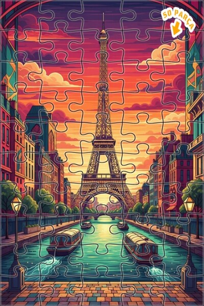 Teona Ahşap لغز خشبي بإطار ذو طابقين بمظهر لوحة زيتية لـ "مدينة أضواء باريس" ...