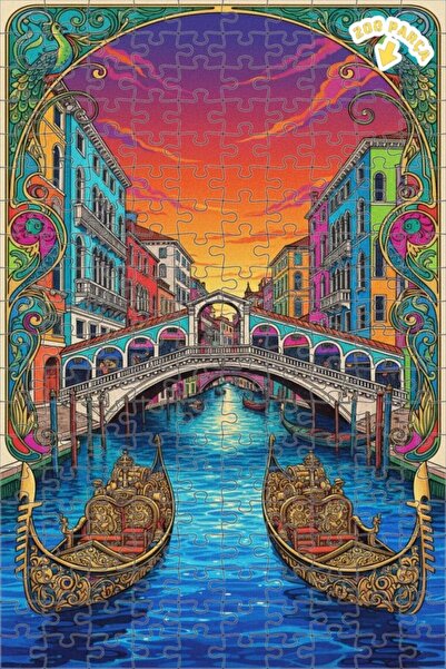 Teona Ahşap لغز خشبي ملون بإطار مزدوج الطبقات لقنوات البندقية 200 قطعة 25×35