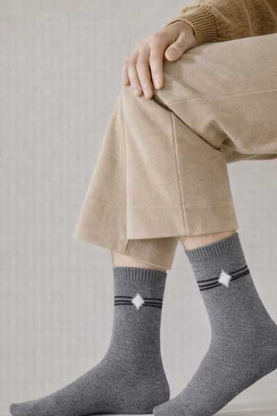 gigigiyim Geometric Patterned Soft Textured Towel Men's Socks