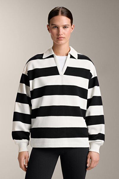Oysho Striped piqué polo shirt with cotton