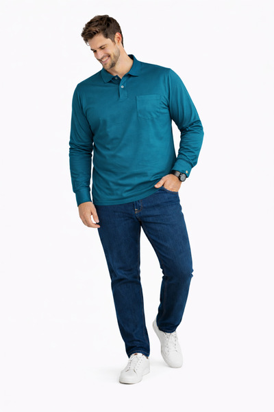 BayBayan Shirt Collar Long Sleeve Combed Cotton Sweater