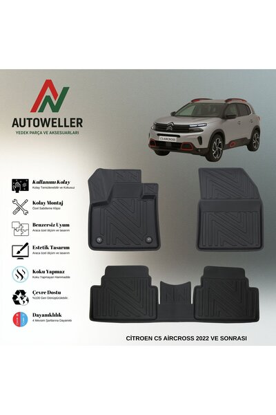 AutoWeller Citroen C5 Aircross 2022 Sonrası Havuzlu 3D TPE Oto Paspas Takımı