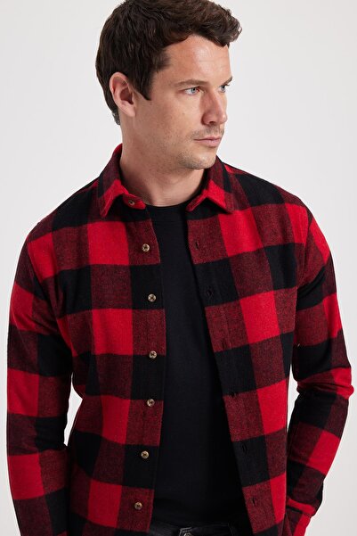 Tudors Men's Slim Fit slim fit checkered winter lumberjack shirt