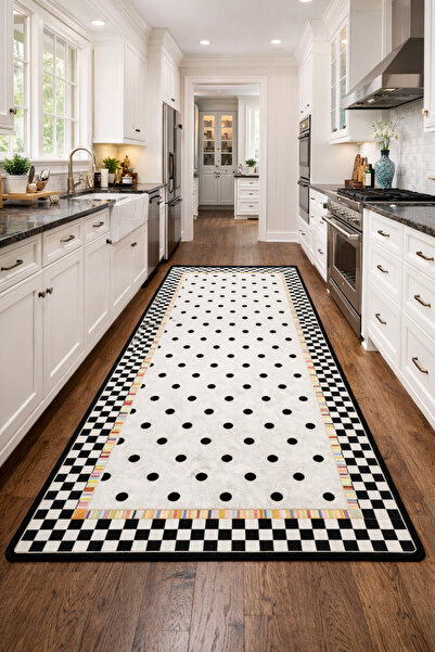 Dally Home DİJİTAL BASKILI Kaymaz Taban Yıkanabilir Modern Mutfak Halısı Salo...