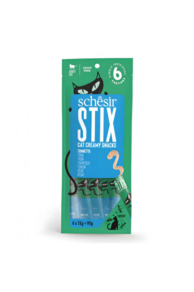 Schesir مكافآت ستيكس للقطط بنكهة التونة الكريمية، 6 قطع × 15 غرام