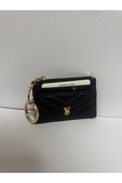 Lisinya Women's Zippered Card Holder Black Side Wallet