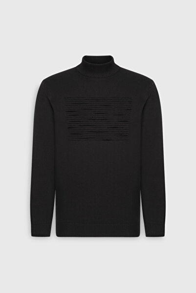 ALTINYILDIZ CLASSICS Men's Black 100% Cotton Standard Fit Regular Cut Half Tu...