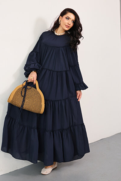 zhrcelebi Layered Ruffle Dress 0063 - Dark Blue
