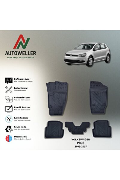 AutoWeller Volkswagen Polo 6R 2009-2017 Havuzlu 3D TPE Oto Paspas Takımı