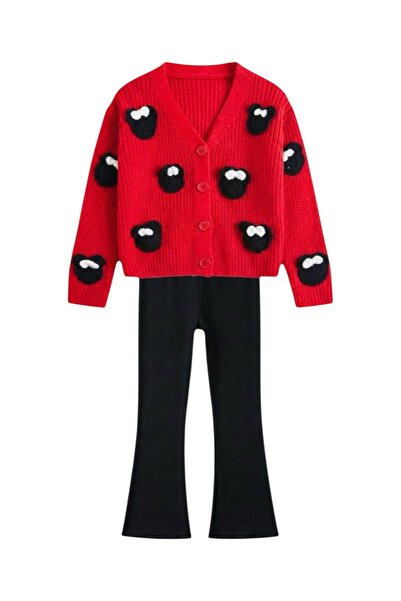 Daisy Dolly Set de jambiere material reiat pentru fete, cu cardigan cu detali...