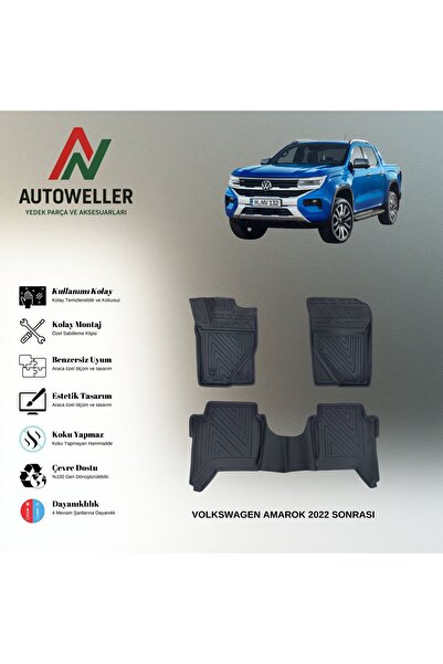 AutoWeller Volkswagen Amarok 2022 Sonrası Havuzlu 3D TPE Oto Paspas Takımı