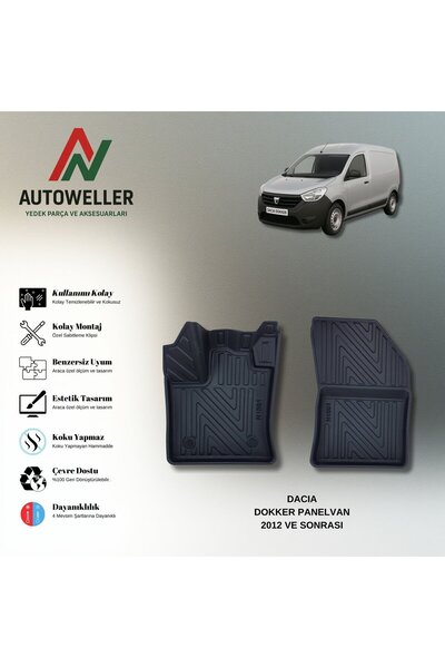 AutoWeller Dacia Dokker Panelvan 2012 Sonrası Havuzlu 3D TPE Oto Paspas Takımı