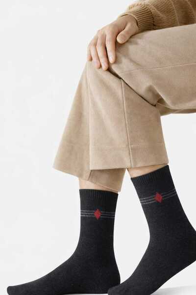 gigigiyim Geometric Patterned Soft Textured Towel Men's Socks