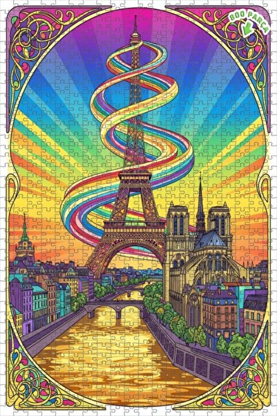Teona Ahşap لوحة زيتية لمنظر باريس مع قوس قزح، لوحة خشبية مؤطرة بطبقتين، 800 ...