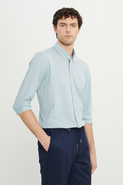 ALTINYILDIZ CLASSICS Men's Petrol 360 All-Direction Stretch Cotton Slim Fit S...