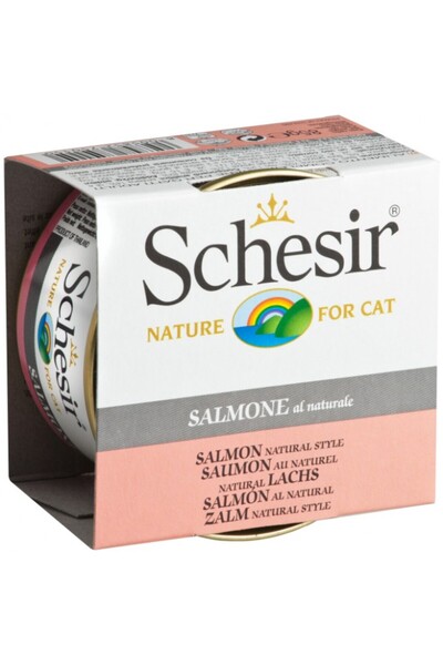 Schesir Cat Can Salmon Natural Style Wet Food In Cooking Water for Cats 85gm