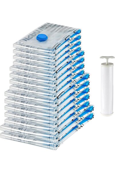 Generic Vacuum compression storage bags with hand pump - 12-pack (3 jumbo, la...