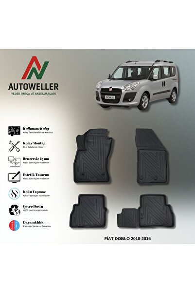 AutoWeller Fiat Doblo 2010-2015 Combi Havuzlu 3D TPE Oto Paspas Takımı