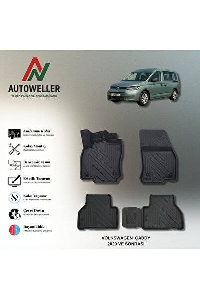 AutoWeller Volkswagen Caddy 2020 Sonrası Havuzlu 3D TPE Oto Paspas Takımı
