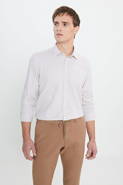 ALTINYILDIZ CLASSICS Men's Beige 100% Cotton Oxford Slim Fit Slim Fit Classic...