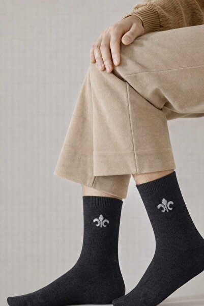 gigigiyim Minimal Patterned Socket Winter Men's Towel Socks