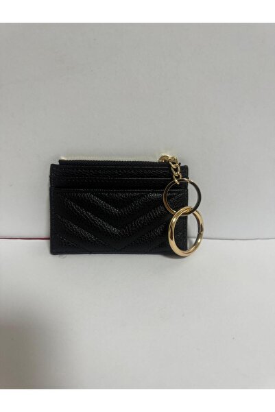 Lisinya Women's Zippered Card Holder Black Side Wallet