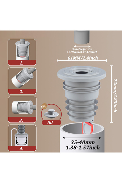 Choice5 Suitable for 35-40mm Silicone Bathroom Sewer Seal Ring Kitchen Sink S...