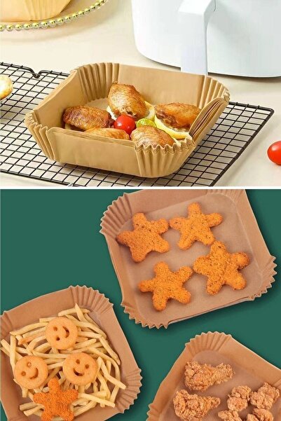 THREESTEP 1 Adet Kare Airfryer Pişirme Kağıdı Tabak Model Yağlı Kağıt Yapışma...