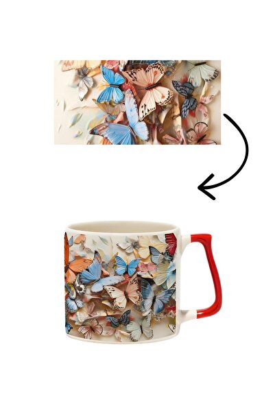 baskigo.com 3D Butterfly Pattern Luxury Mug - Gift Ceramic Mug