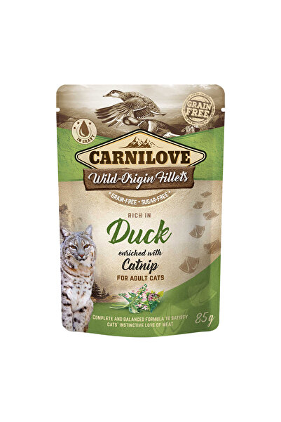 Carnilove أكياس طعام رطب للقطط البالغة معززة بالنعناع البري، 24 كيس × 85 غرام